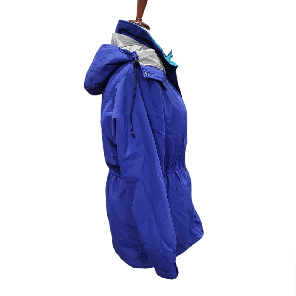 Vintage 80s L.L.Bean Purple Blue Winter Ski Puffer Jacket w/ Removable Hood M - Picture 2 of 12